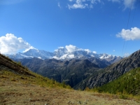 Panorama dal Passo del Monscera -  vista su Weissmies (4.017 mt), Fletschhorn (3.982 mt), Lagginhorn (4.010 mt)