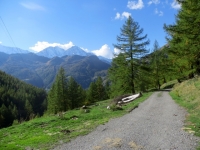 Pussetta - termine del sentiero che scende dal Passo ed inizio dello sterrato che conduce a fondovalle nella Zwischbergental