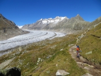 Lungo il sentiero che corre parallelo al ghiacciaio dell'Aletsch