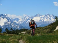 Alpe di Chiera, sullo sfondo i rilievi della Val Bedretto