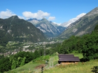 Bel panorama sull'Alta valle con sfondo sul Monte Bianco