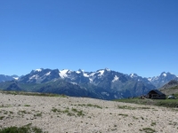 Gruppo del Massiccio degli Écrins confinante con la vallée de la Guisane, vista dal Col du Granon