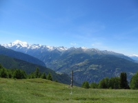 Panoramica su alcune vette della Mattertal - Weisshorn (4.506), Bishorn (4.153), Brunegghorn (3.833), Barrhorn (3.583) e tutta la catena montuosa che degrada verso Stalden