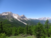 Panorama dal trail che scende dalla Madonna del Cotolivier - vista dell'area di Bardonecchia