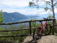 Punto panoramico sul Lago Maggiore lungo il single-track che scende da Pollino