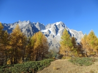 Vista sul Massiccio del Monte Bianco - spettacolari colori dell'autunno