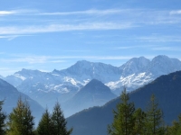 Vista dall'Alpe Marsasca, da sx a dx: Pizzo D'Andolla, Weissmies, Lagginhorn. Fletschhorn
