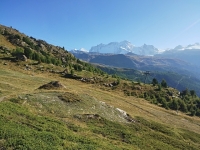 Europaweg - Sullo sfondo il Monte Rosa (Breithorn, Pollux, Castore) ed il Piccolo Cervino