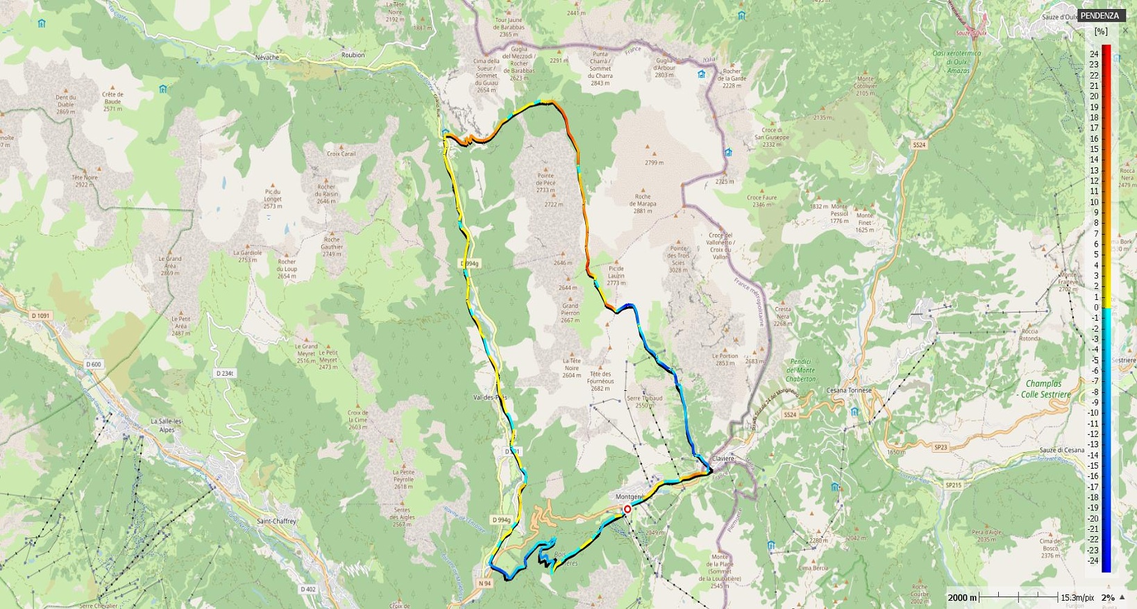 Col de Dormillouse - Col de la Lauze Pendenze