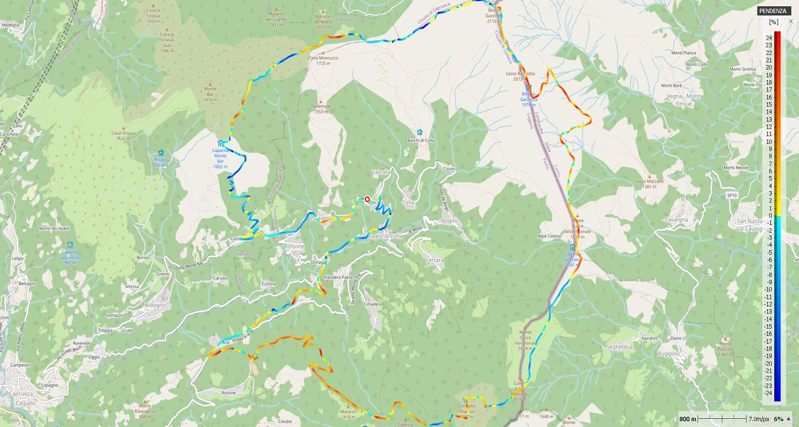 Monte Gazzirola pendenze