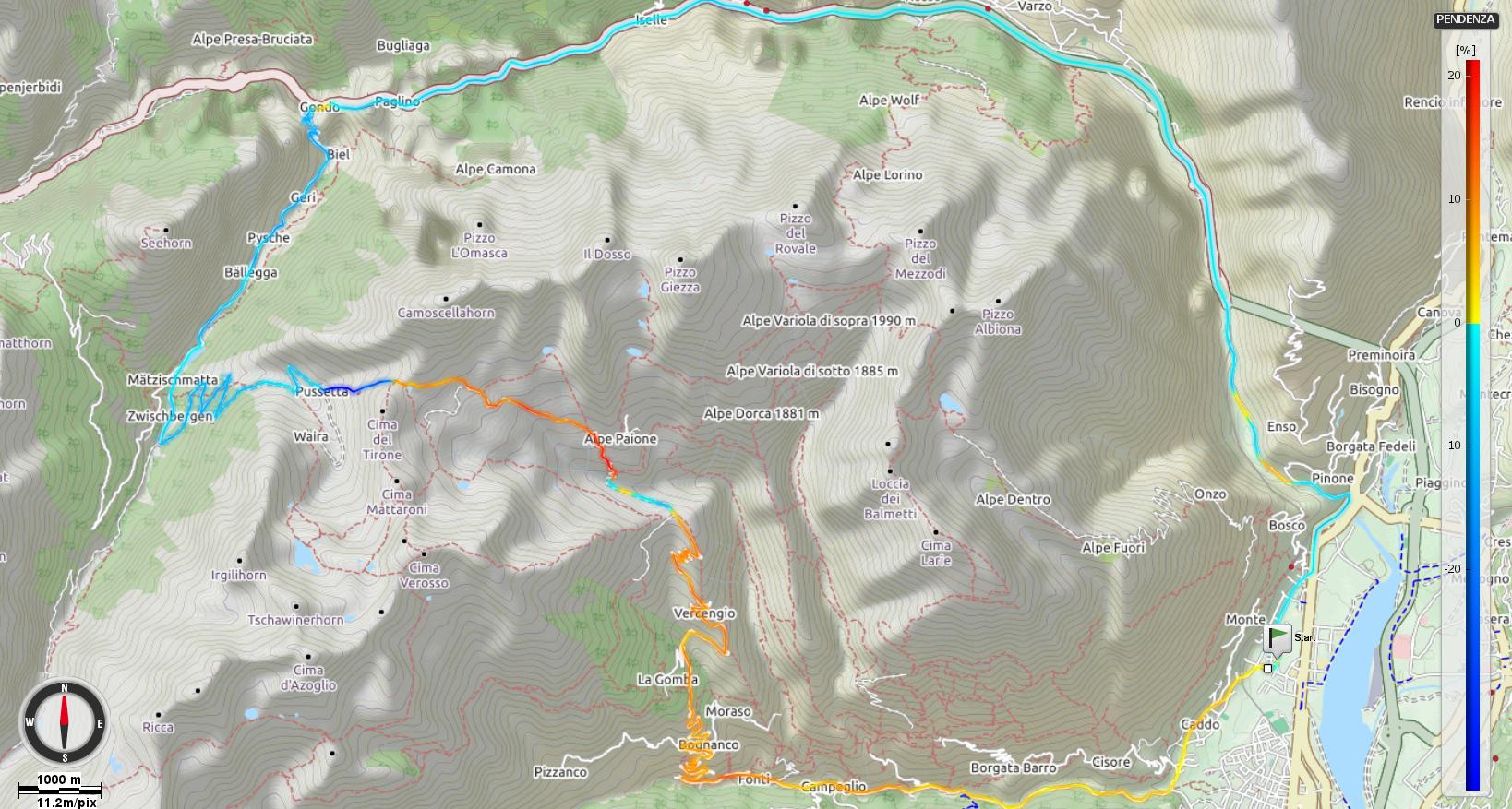 Passo del Monscera Pendenze