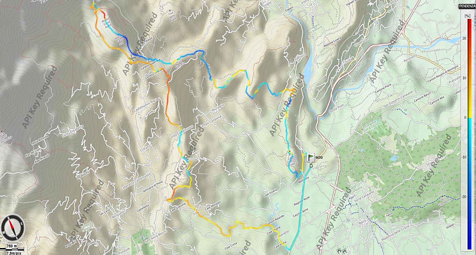 Monte Calvo e Monti Pelati Pendenze