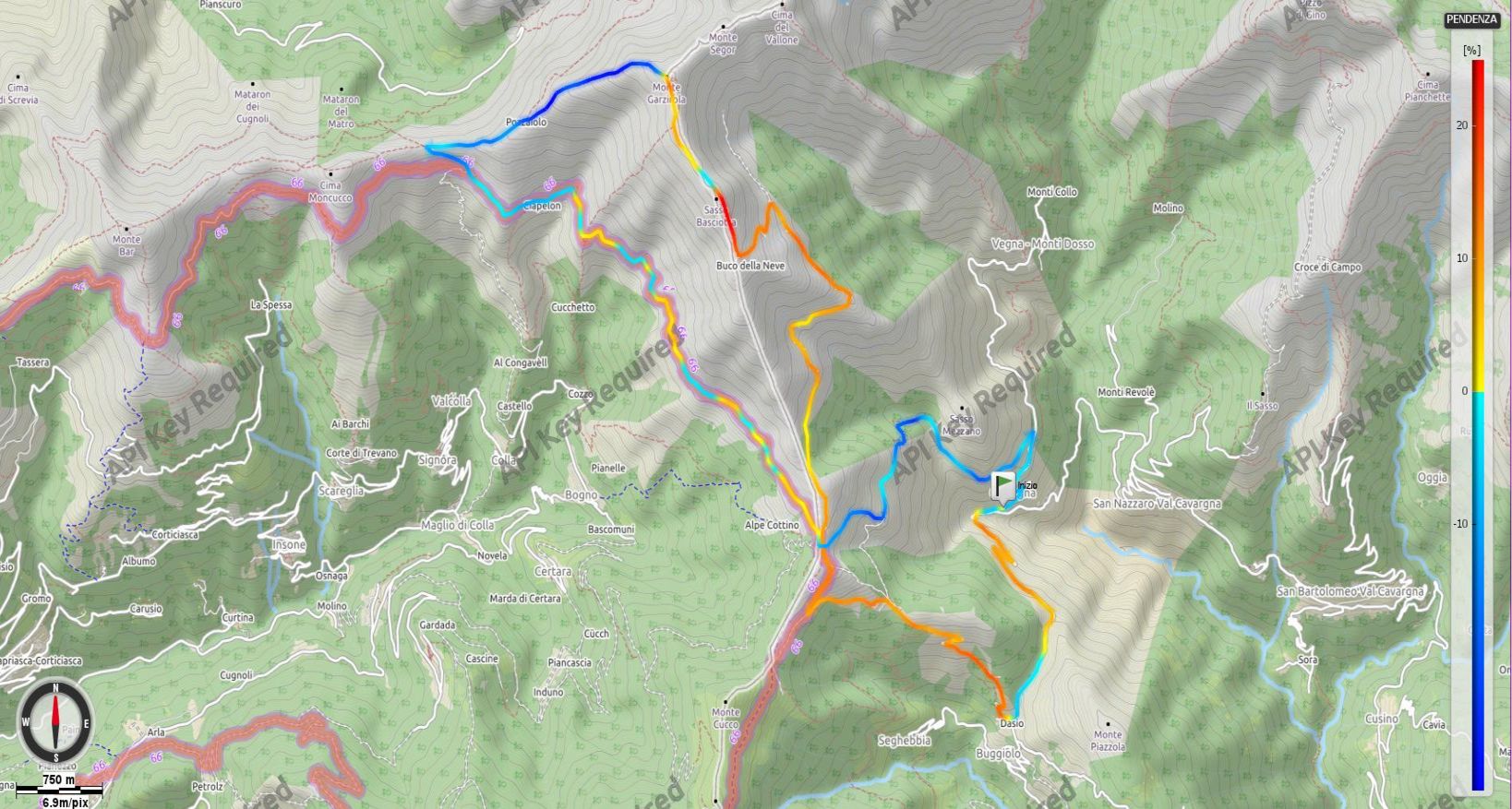 Monte Gazzirola salita dalla Val Cavargna - Pendenze