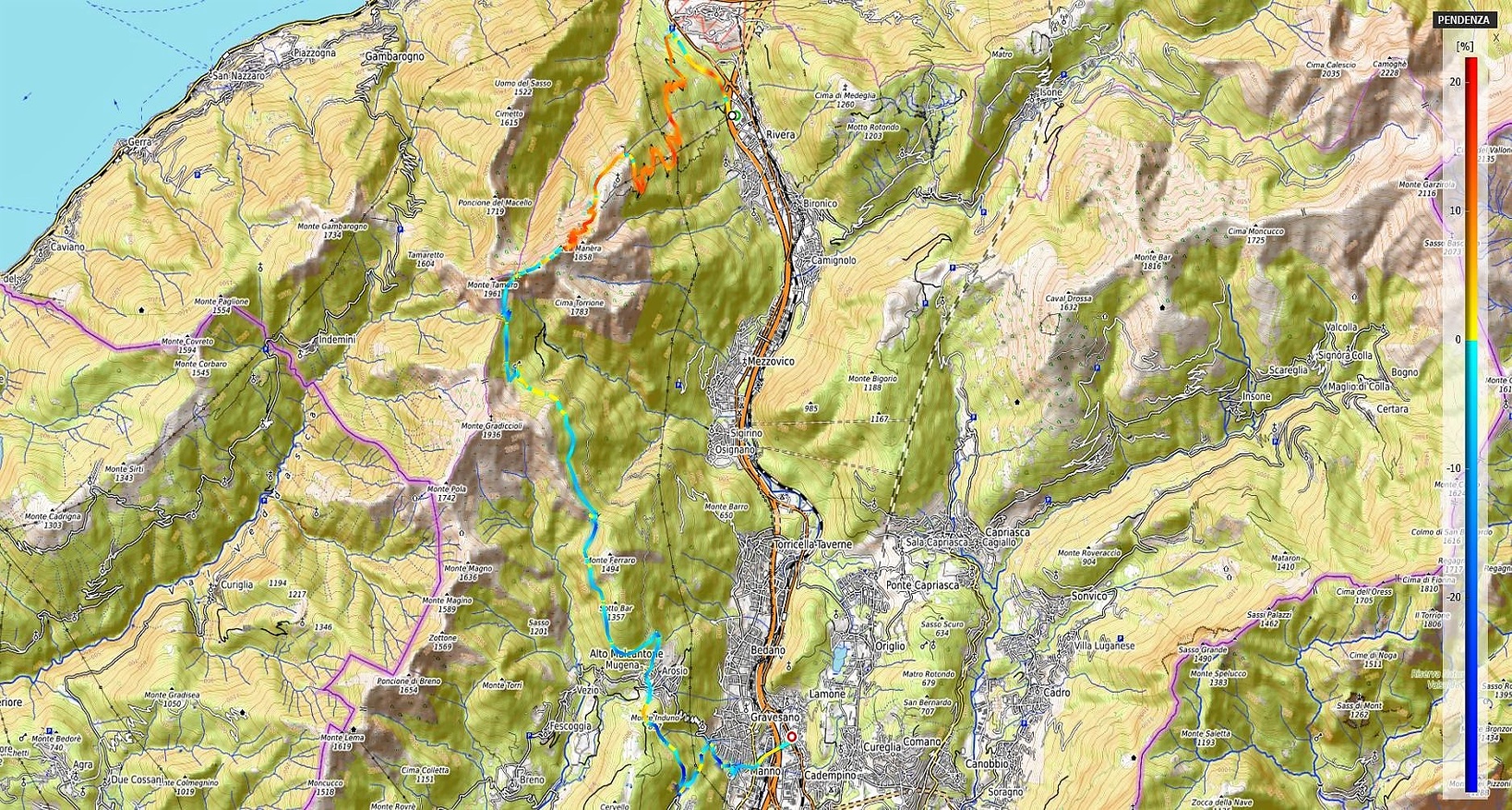 Monte Tamaro supertrail Pendenze