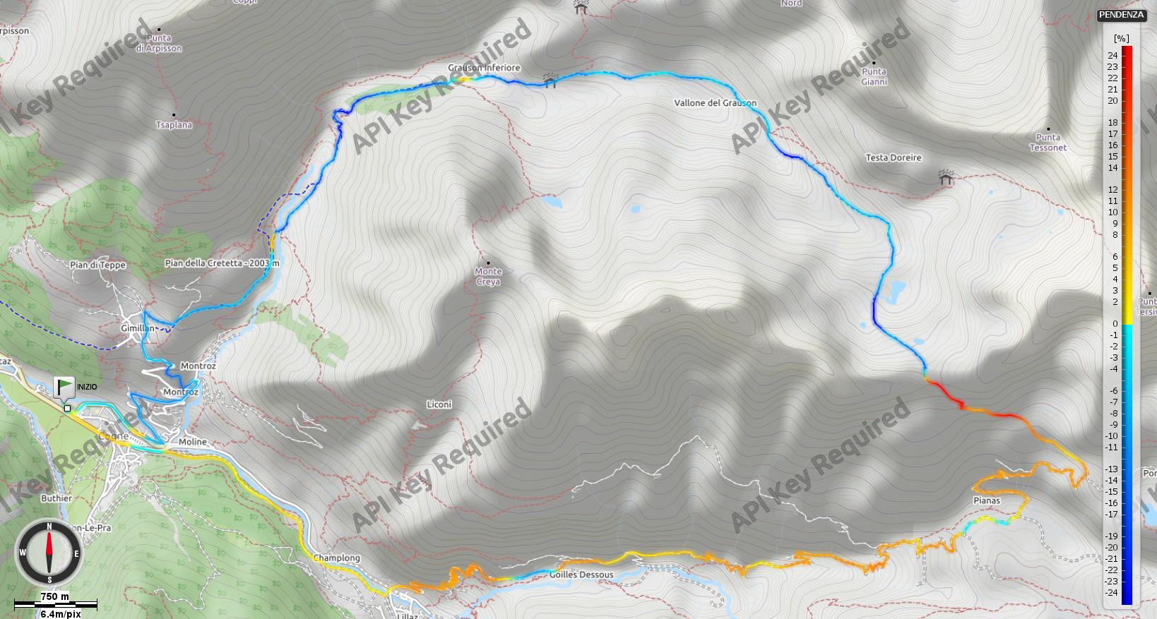 Passo Invergneux - Pendenze