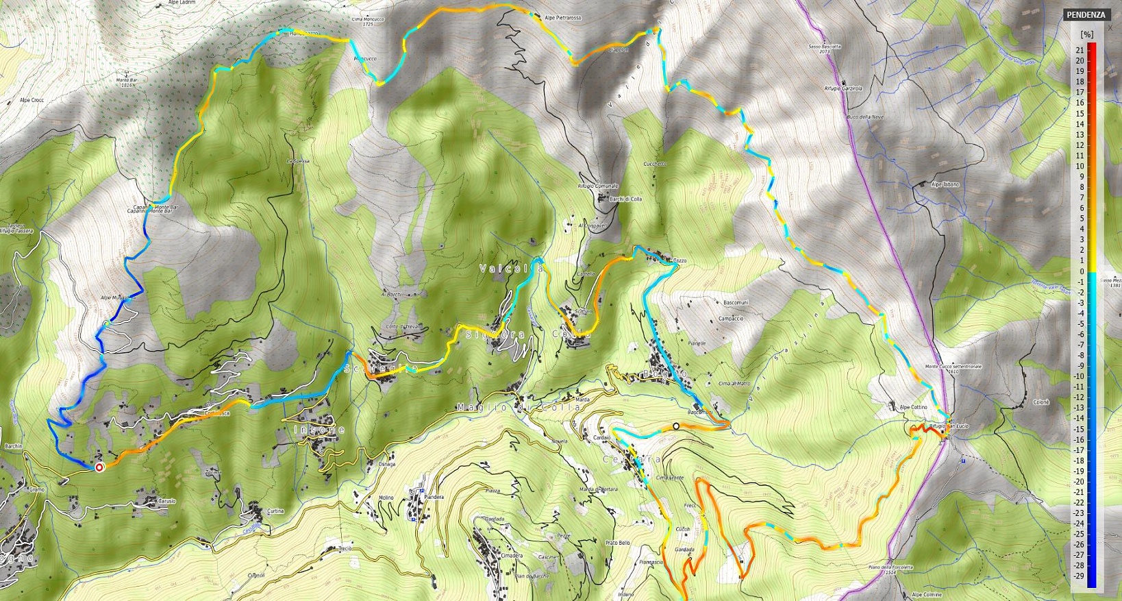 San Lucio - Alpe Musgatina Pendenze